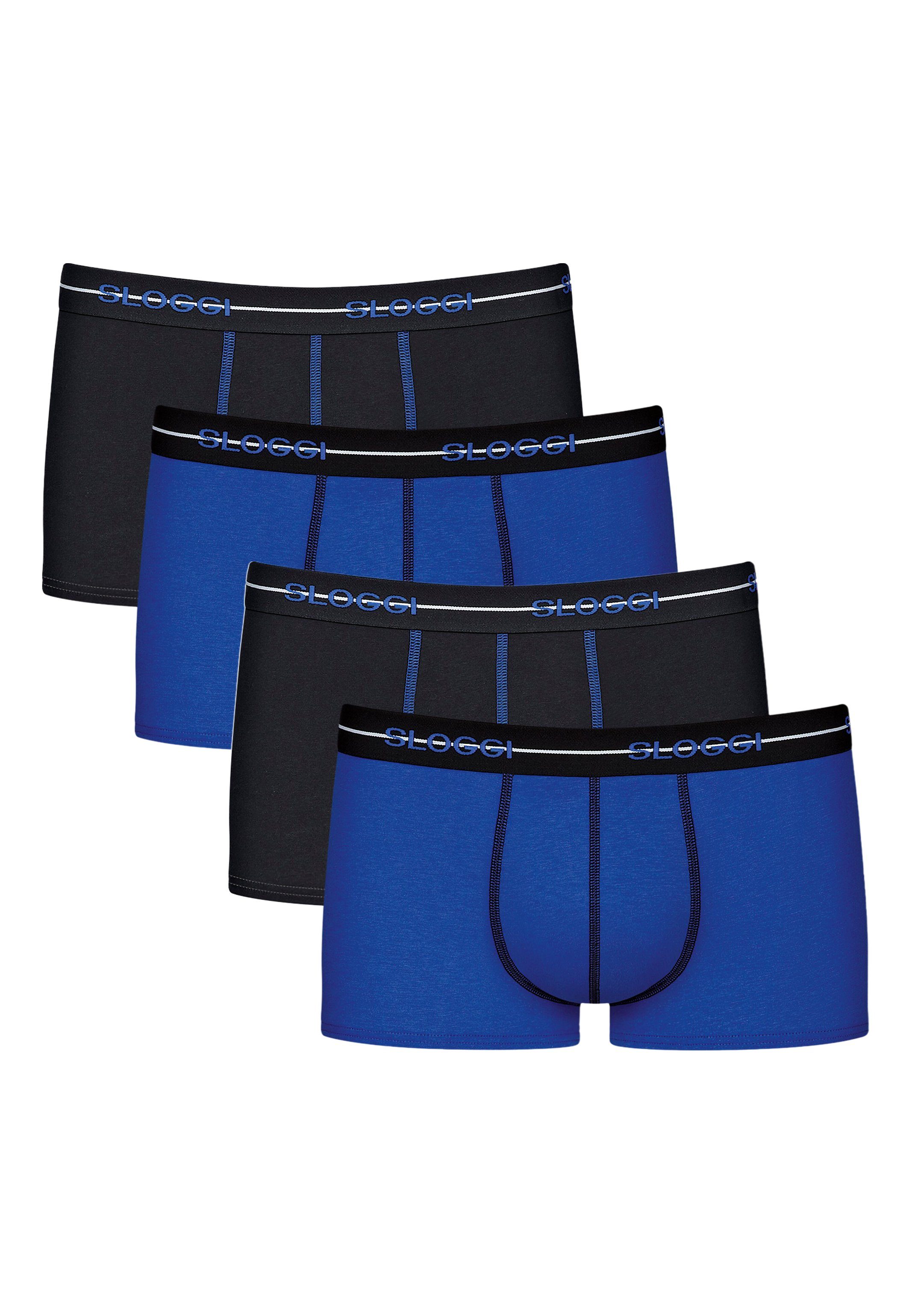 Sloggi Retro Boxer 4er Pack Start (Spar-Set, 4-St) Hipster / Pant - Baumwolle - Ohne Eingriff - Extra weiches Taillenband Hellblau / Dunkelblau