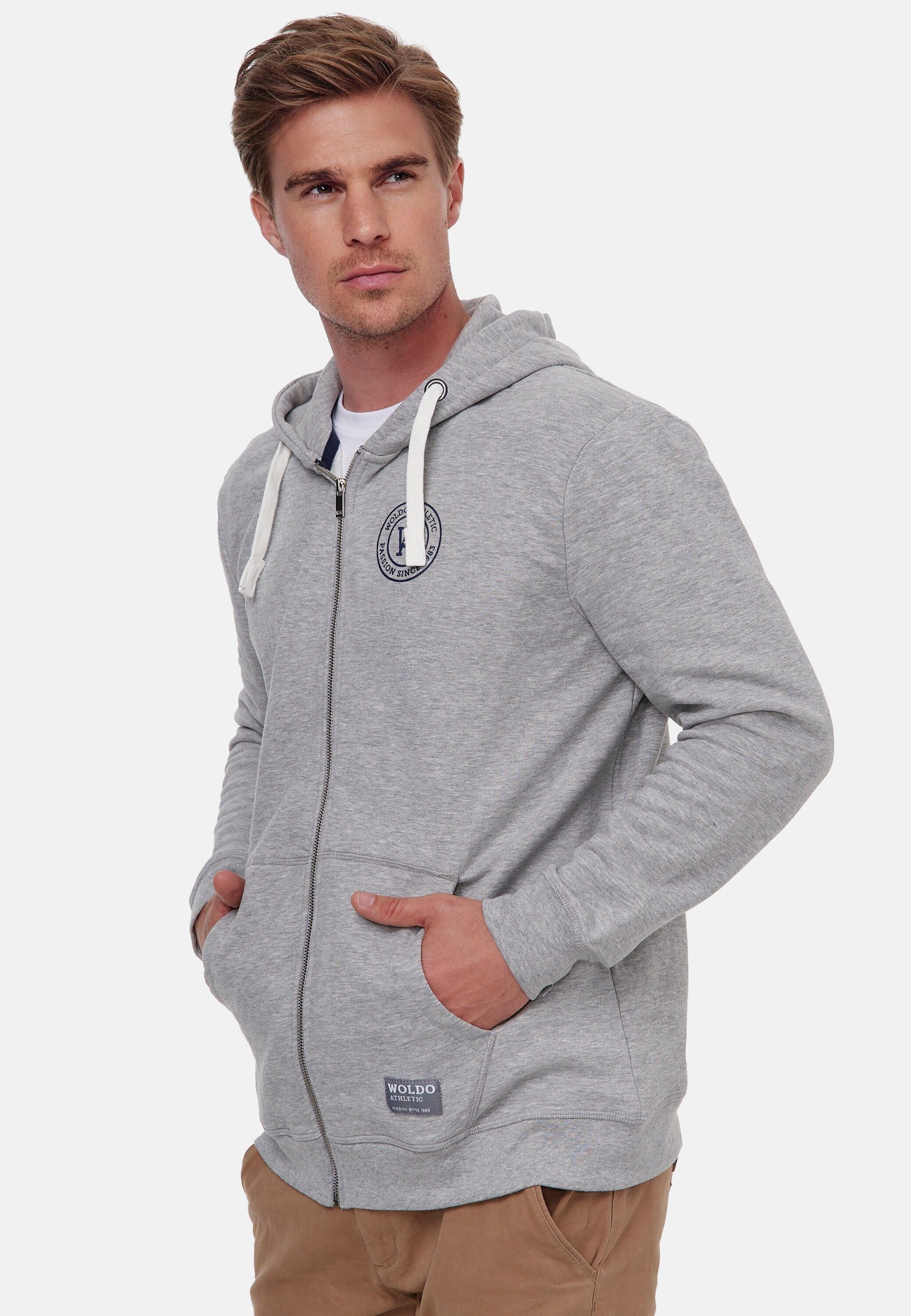 Sweatjacke Runder Sweatjacke Athletic Woldo Grau Print