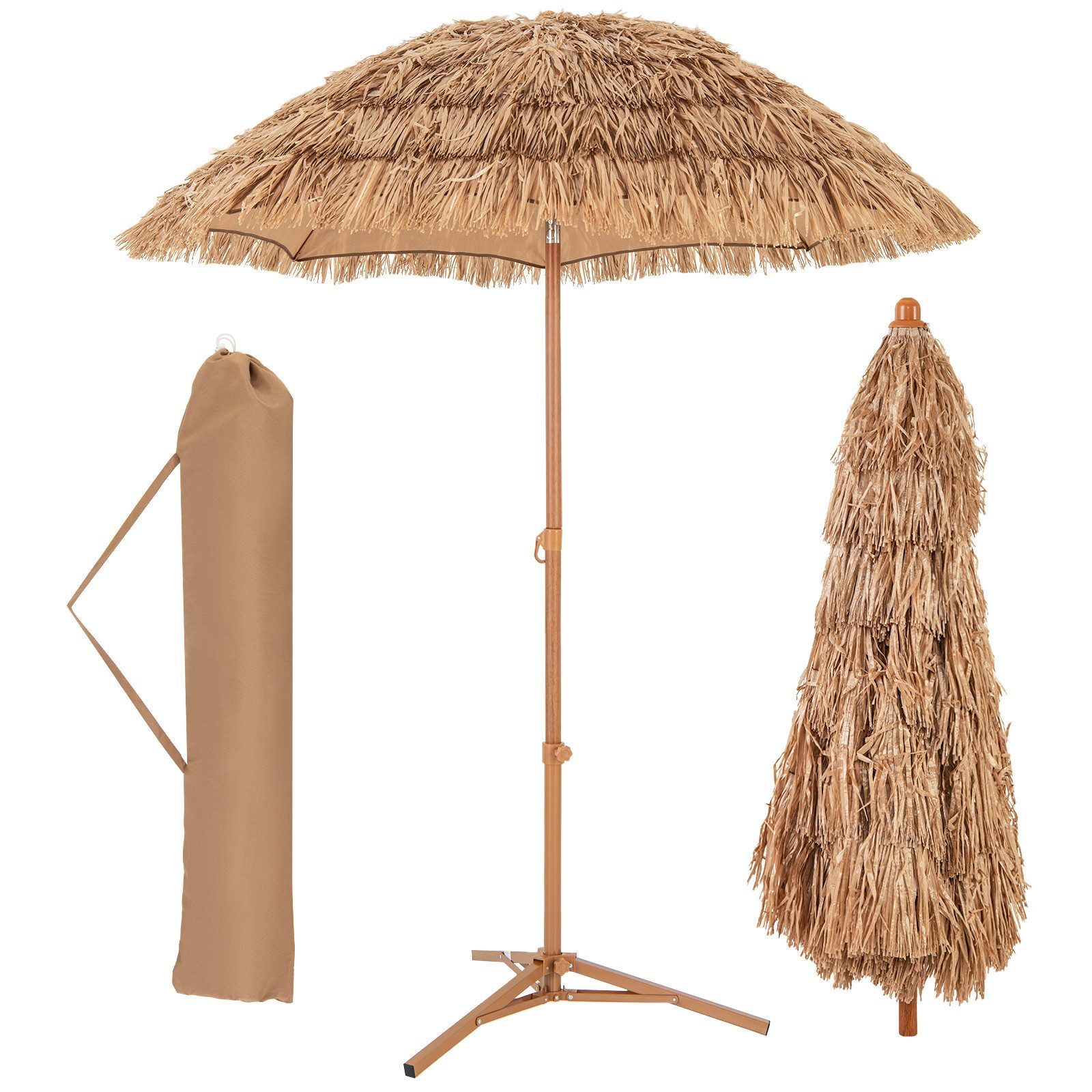 KOMFOTTEU Sonnenschirm, Strandschirm mit Neigungsverstellung, 8 Streben & Tragetasche