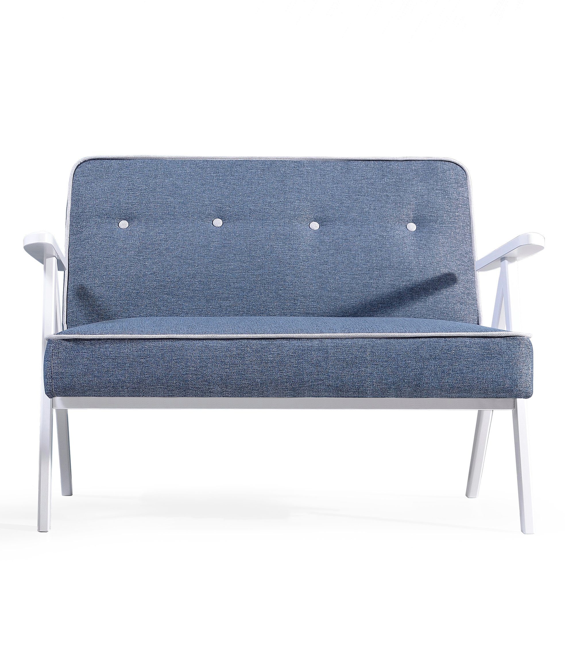 162) + 06 Sofa Sofa für Blau Wohnzimmer (softi Holzarmlehnen, Beautysofa Polstersofa Wellenfedern mit enzo ADEL, mit