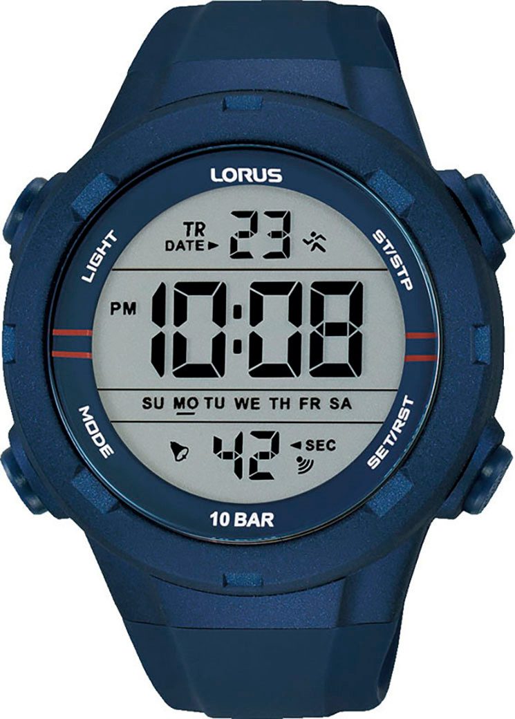 LORUS Chronograph R2303QX9, Quarz,Armbanduhr,Herrenuhr,Silikonarmband,digital,Datum,Stoppfunktion