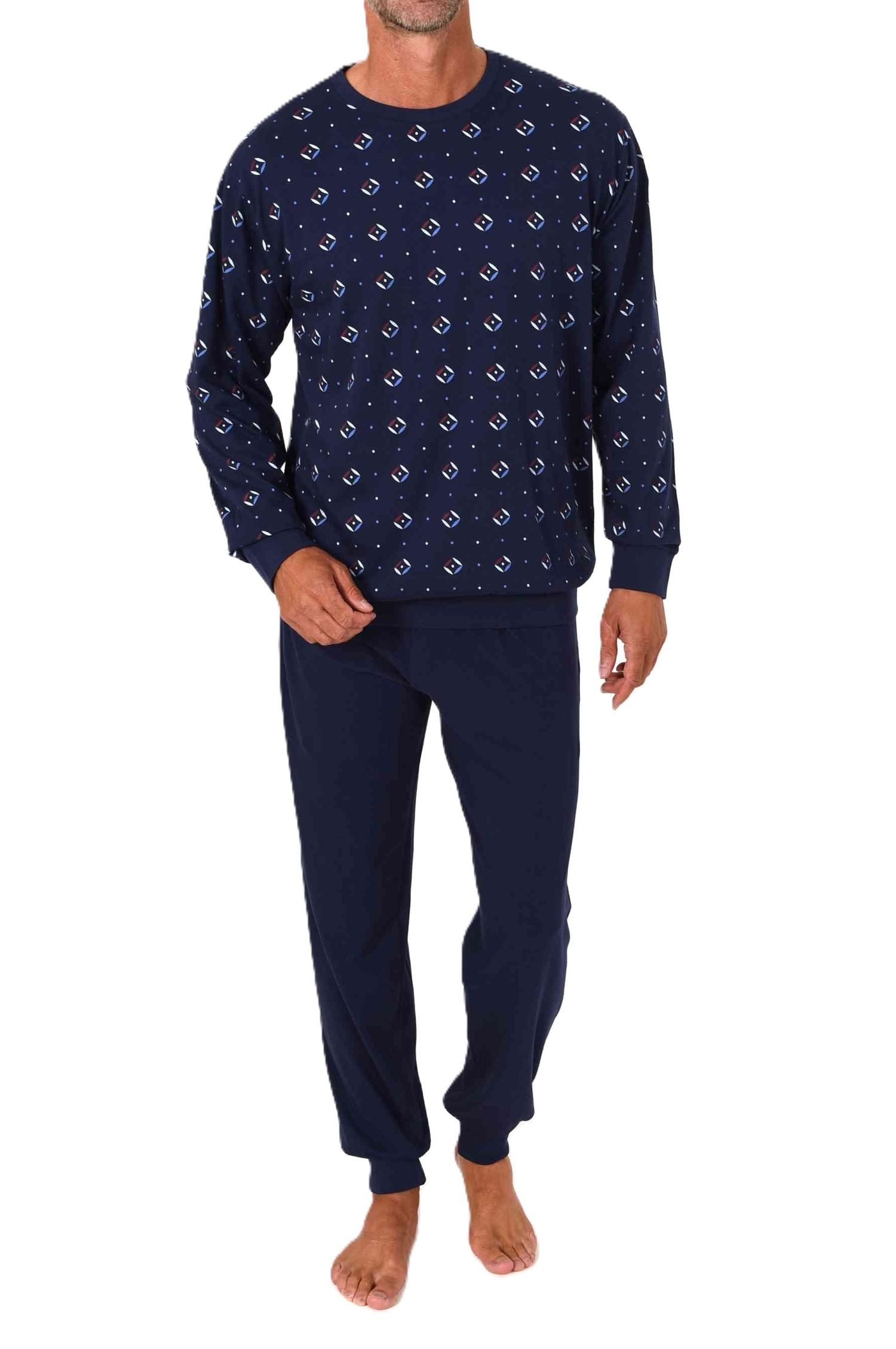 Normann Pyjama Normann Herren Schlafanzug langarm mit Bündchen in zeitloser Optik