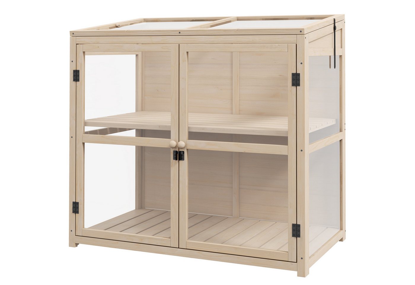 Outsunny Hochbeet Frühbeet aus Holz Gewächshaus mit Doppeltür, Dachfenster (Treibhaus, 1 St., Anzuchtbeet), für Garten, Balkon, Natur, 103 x 61 x 103 cm beige Outsunny Hochbeet Frühbeet aus Holz Gewächshaus mit Doppeltür, Dachfenster (Treibhaus, 1 St., Anzuchtbeet), für Garten, Balkon, Natur, 103 x 61 x 103 cm beige