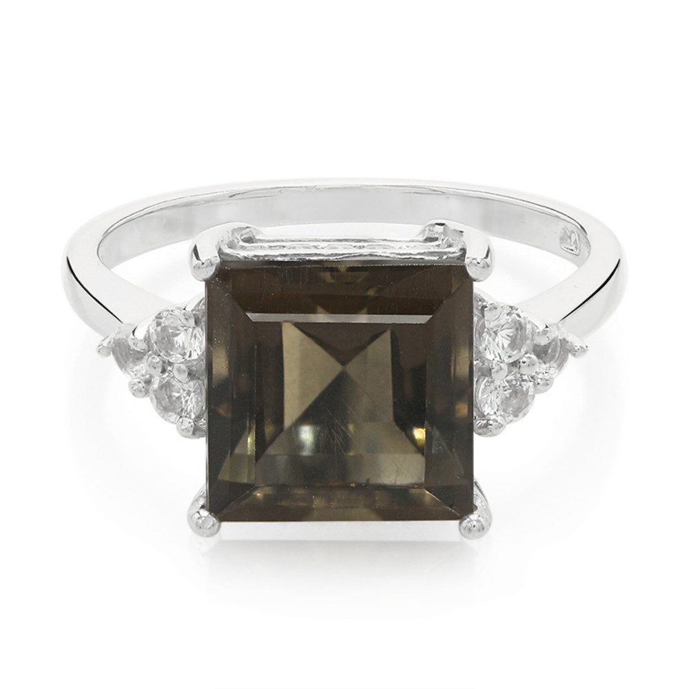Cavill Silberring Cavill Ring 2,92 ct Rauchquarz & weiße Topase, 925er Silber (1-tlg)