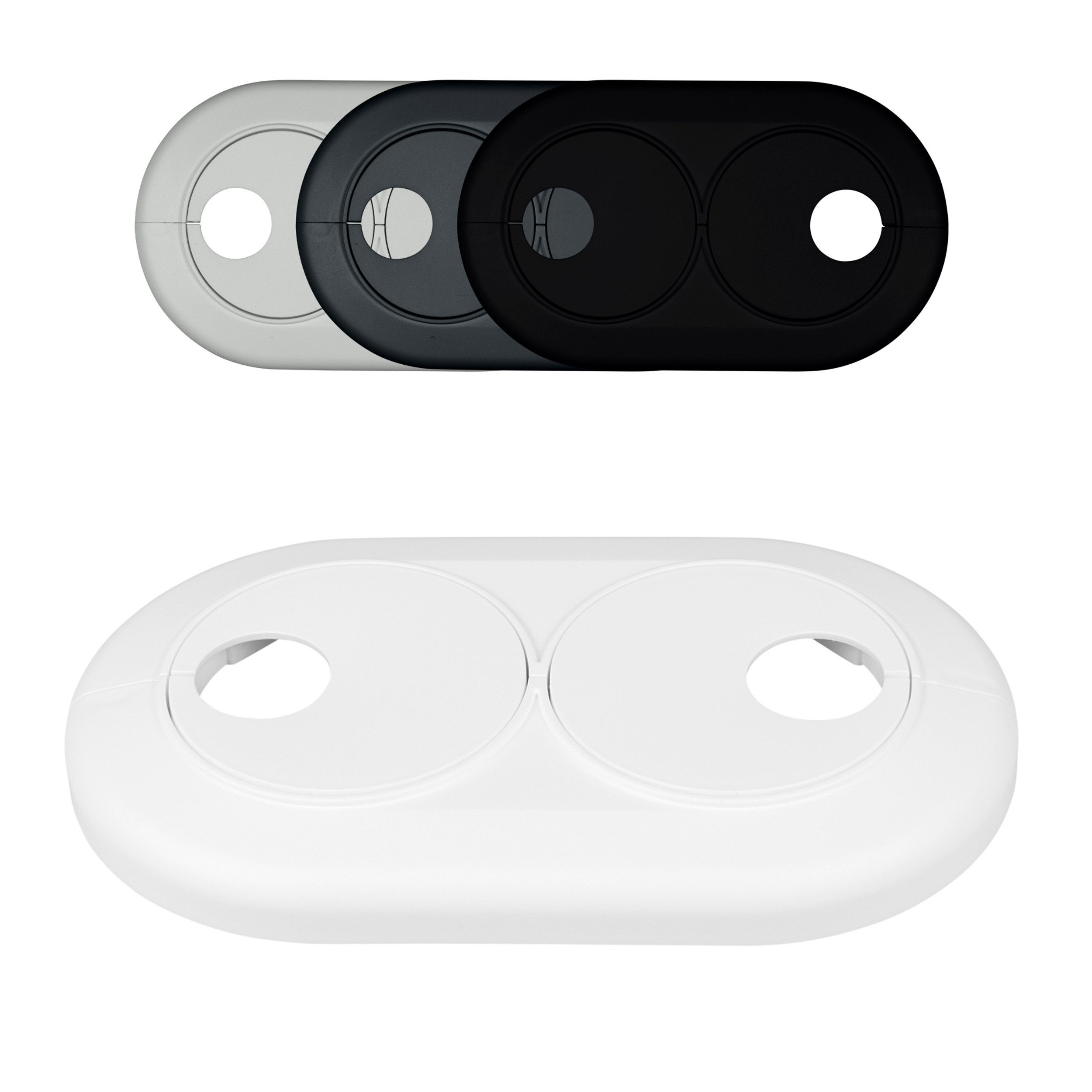 FUX Heizungsverkleidung Doppel Heizungsrohr Rosette, Rohrabstand variabel, Rohrabdeckung, Zubehör für Heizkörper, Abdeckungen Heizungsrohr