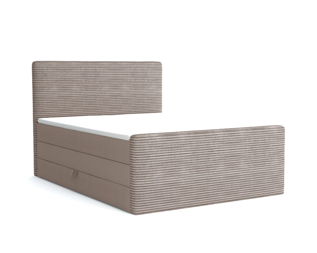 Deine Möbel 24 Boxspringbett OLA Echtes Boxspringbett Polsterbett Komplettbett inkl. Topper (Set Velours Cord-Stoff PREMIUM, 4-St., 2 Bonellfederkernmatratzen H3 + 1 Taschenfederkenmatratze H3), 140x200 160x200 180x200 180x200 200x200 inkl. Bettkasten