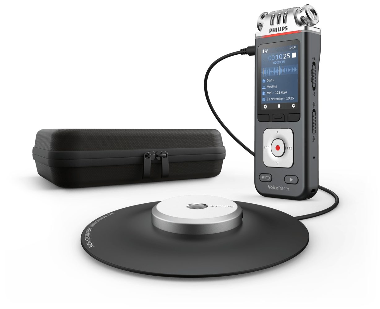 Philips DVT8110 Meeting-Recorder Digitales Diktiergerät (professionelles 360° Mikrofon, Tasche, App Steuerung)