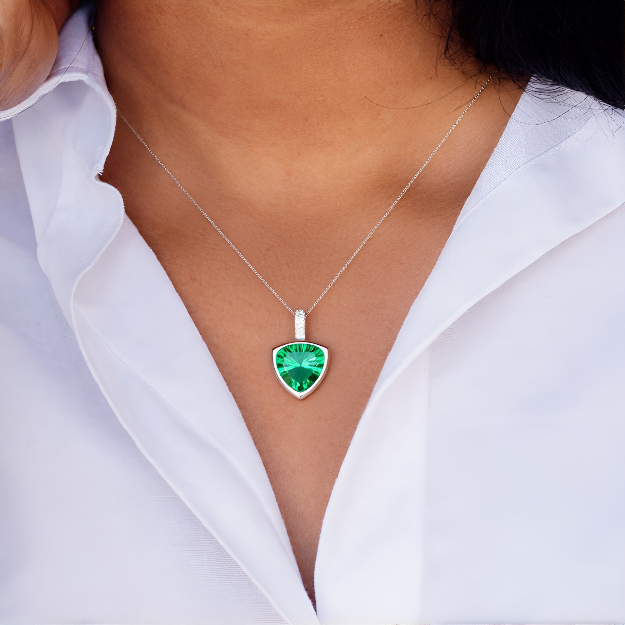 Cavill Kettenanhänger Grüner Fluorit Anhänger 3,67 ct, Zirkon Pavé, 925 Sil günstig online kaufen
