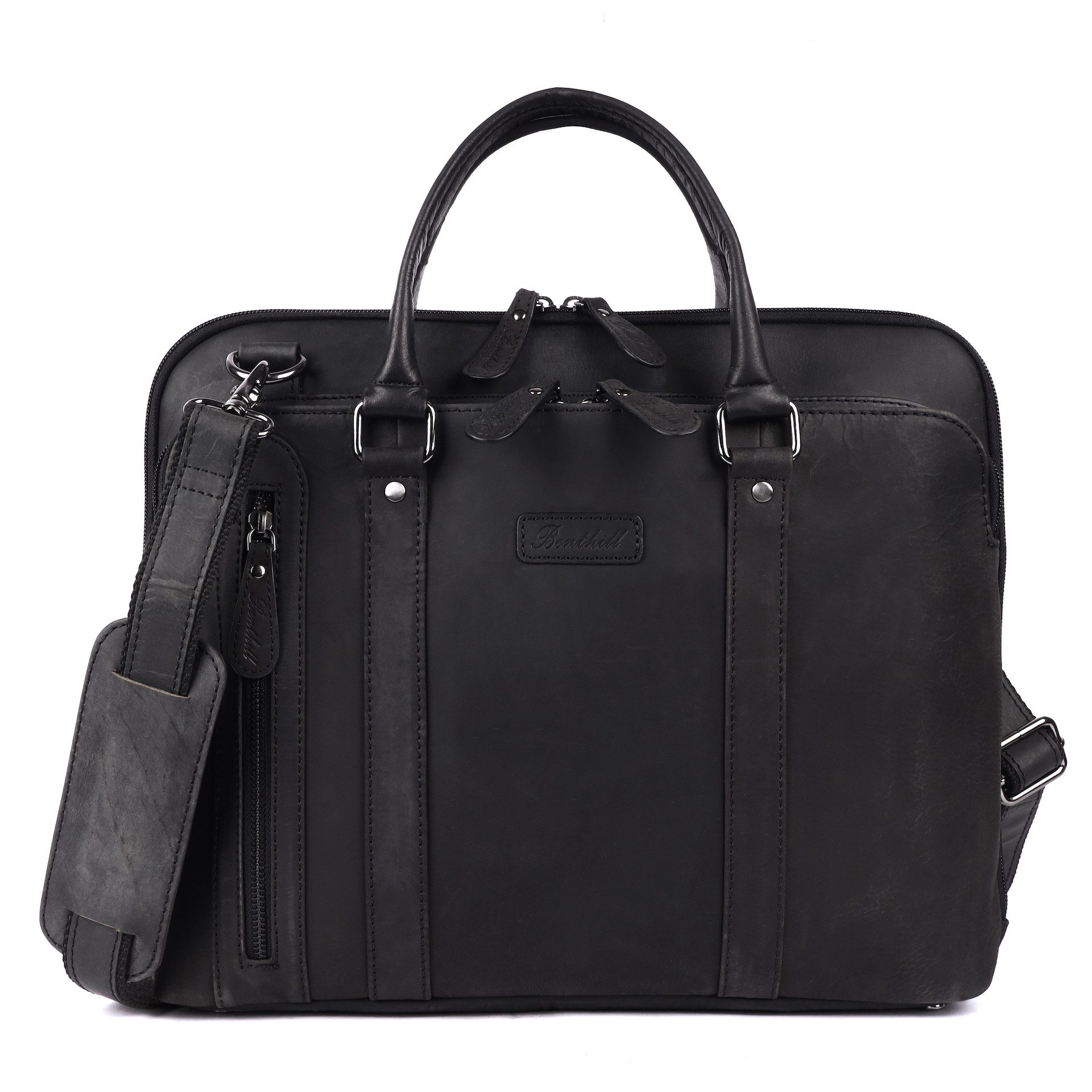 Benthill Aktentasche Echt Leder Laptoptasche Notebooktasche Umhängetasche Laptoptasche, Schultergurt / Umhängegurt Reißverschlussfach