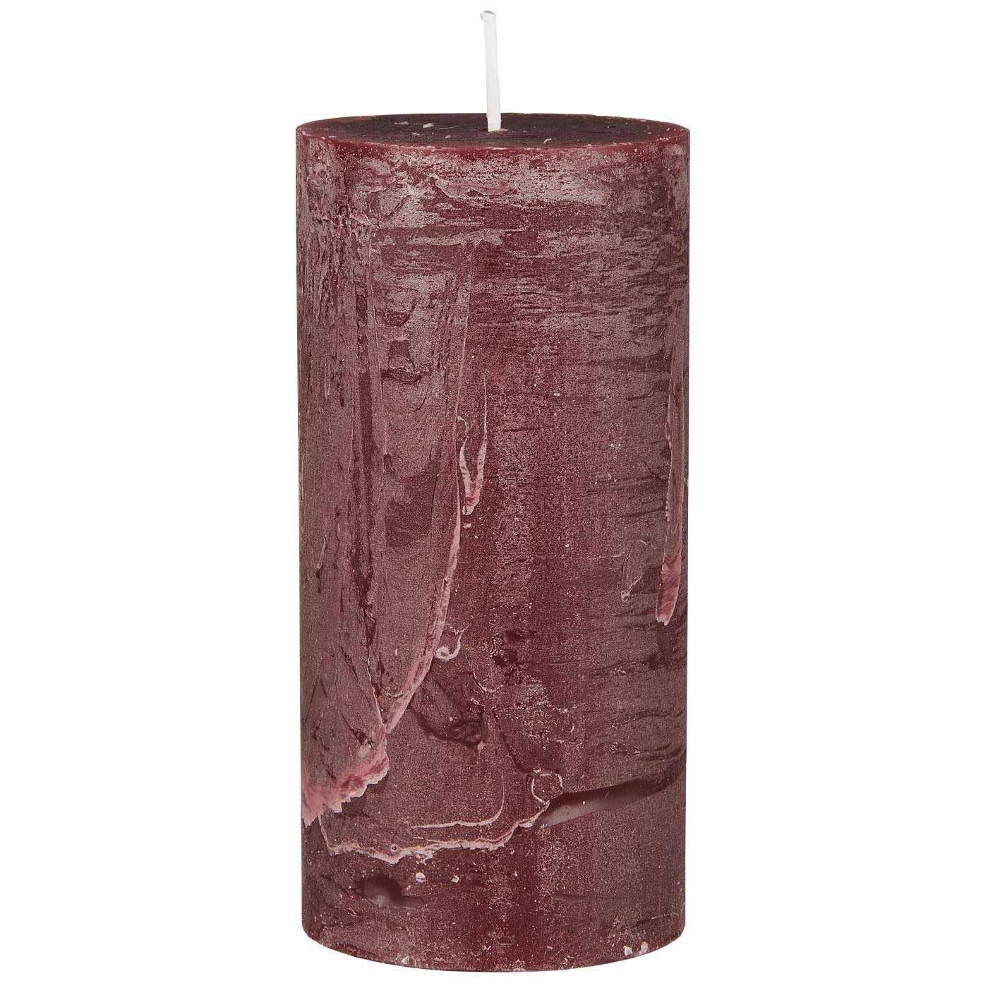 LS-LebenStil Stumpenkerze Exklusive Stumpenkerze 14x6,8cm Ribe Rustik Rot Bordeaux - Made in EU (iB Laursen - Unparfümiert - lange 40 Stunden Brenndauer - Ohne Duft -, 1-tlg., Blockkerzen Kerzen für Haushalt Feiern Gastronomie)