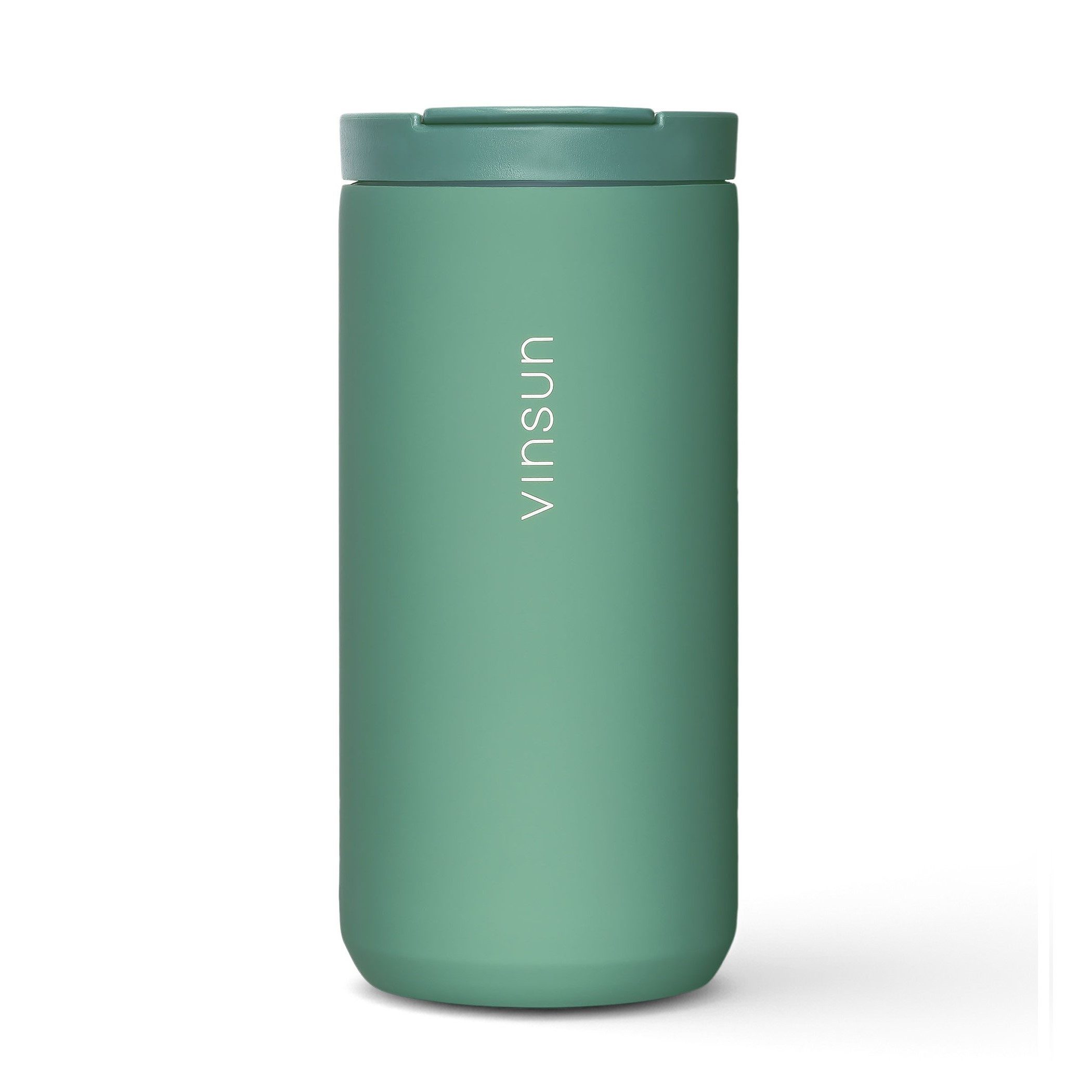 Vinsun Thermobecher Edelstahl Isolierbecher 380ml - Kaffeebecher doppelwandig isoliert, 2-tlg., Edelstahl, BPA frei, auslaufsicher, bruchfest, Kalt- und Heißgetränke