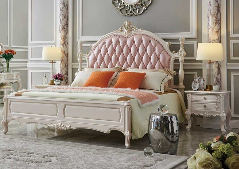 Klassisches Möbel Leder Bett, Barock Bett JVmoebel Betten Luxus Chesterfield