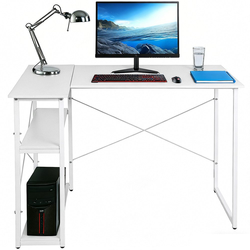 JEOBEST Schreibtisch Eckschreibtisch Computertisch 120 x 70 x 75 cm, (1-St), L-förmiger Gaming Tisch, mit 2-Fach Regal & Stauraum