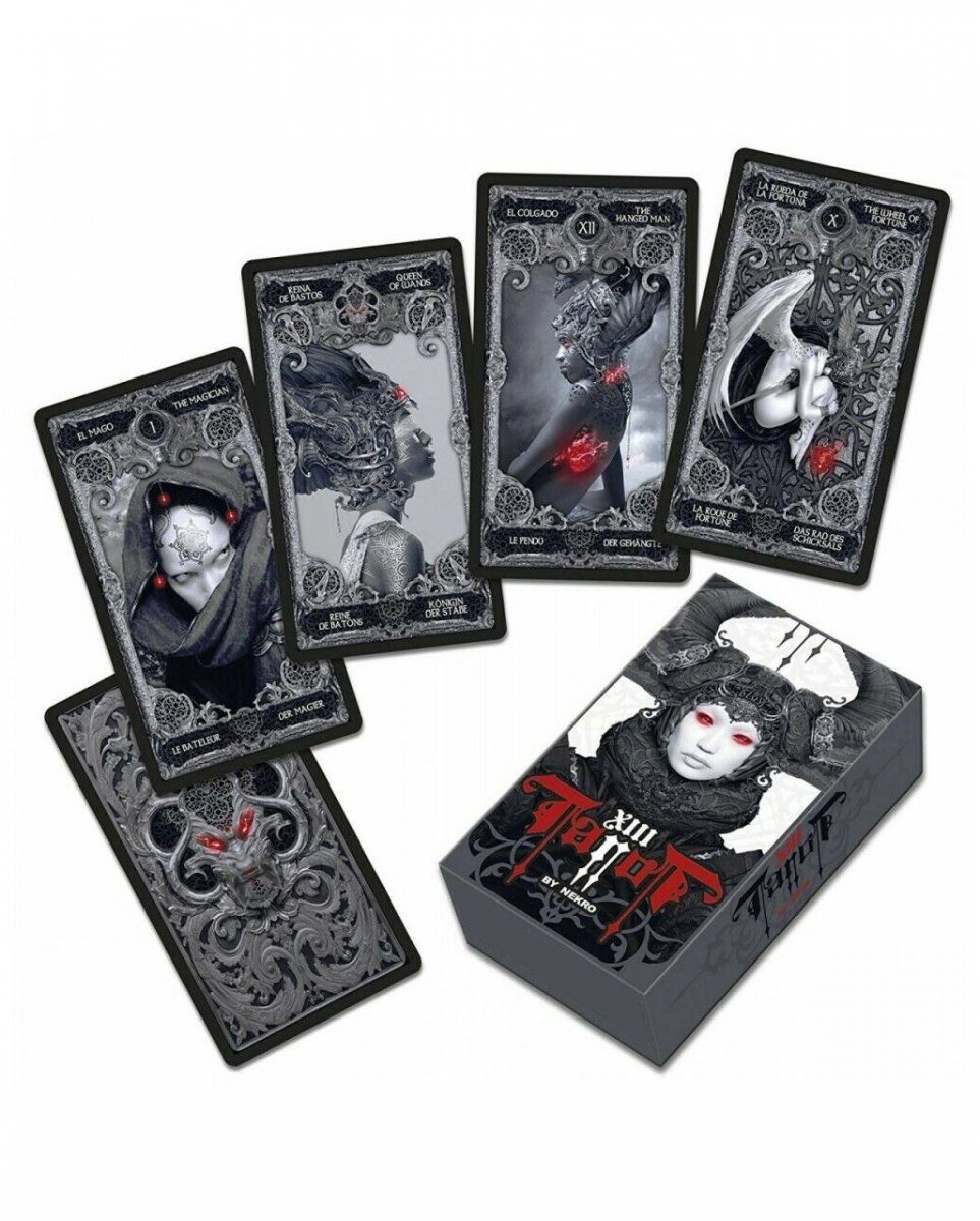 Horror-Shop Dekofigur Anleitung mit Gothic Mystische Nekro Tarot Karten