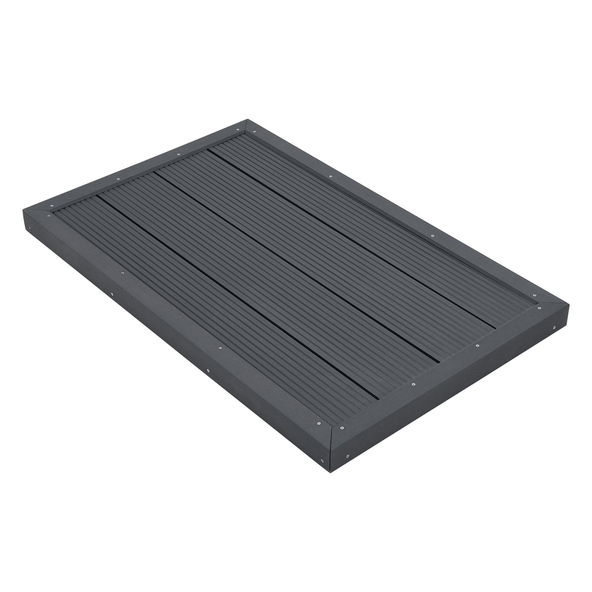 en.casa Gartendusche, »Nürtingen« WPC Bodenplatte für Solardusche 101x63x6cm Dunkelgrau