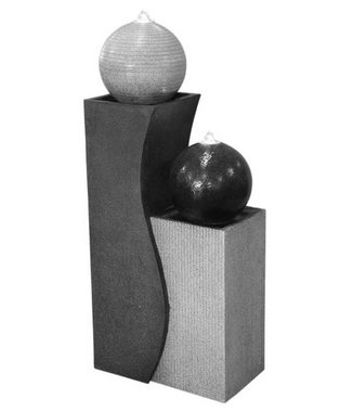Dehner Gartenbrunnen Ying Yang LED, ca. 94 x 41.5 x 24 cm, Polyresin, 41,5 cm Breite, ästhetisches Kunststein-Wasserspiel inkl. Beleuchtung, Pumpe und Trafo