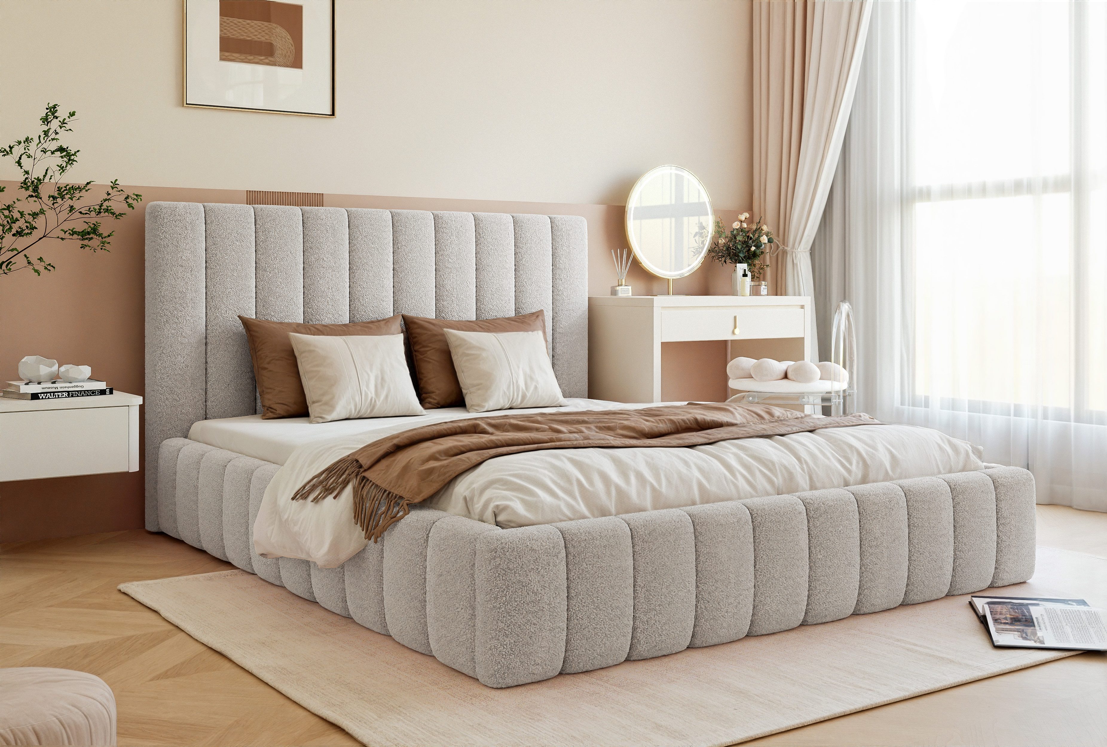 Goldstoff Polsterbett Luxuriöses Schlafzimmerbett mit elegantem günstig online kaufen