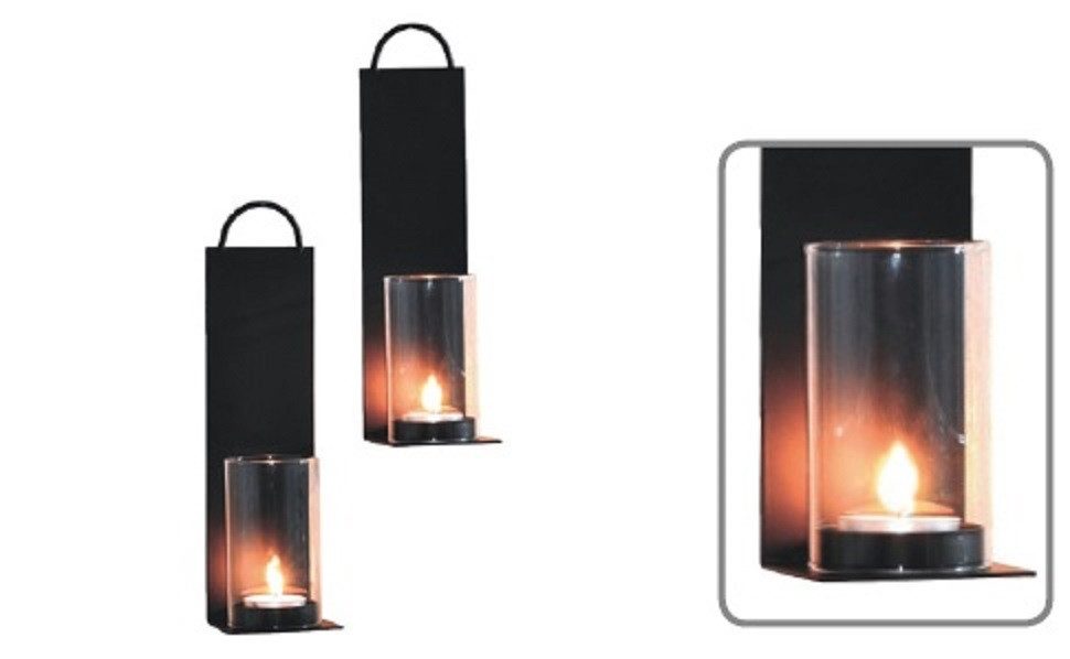 Garden Pleasure Wandkerzenhalter Wandkerzenhalter, 2er Set, aus Metall 7cm x 25,5cm