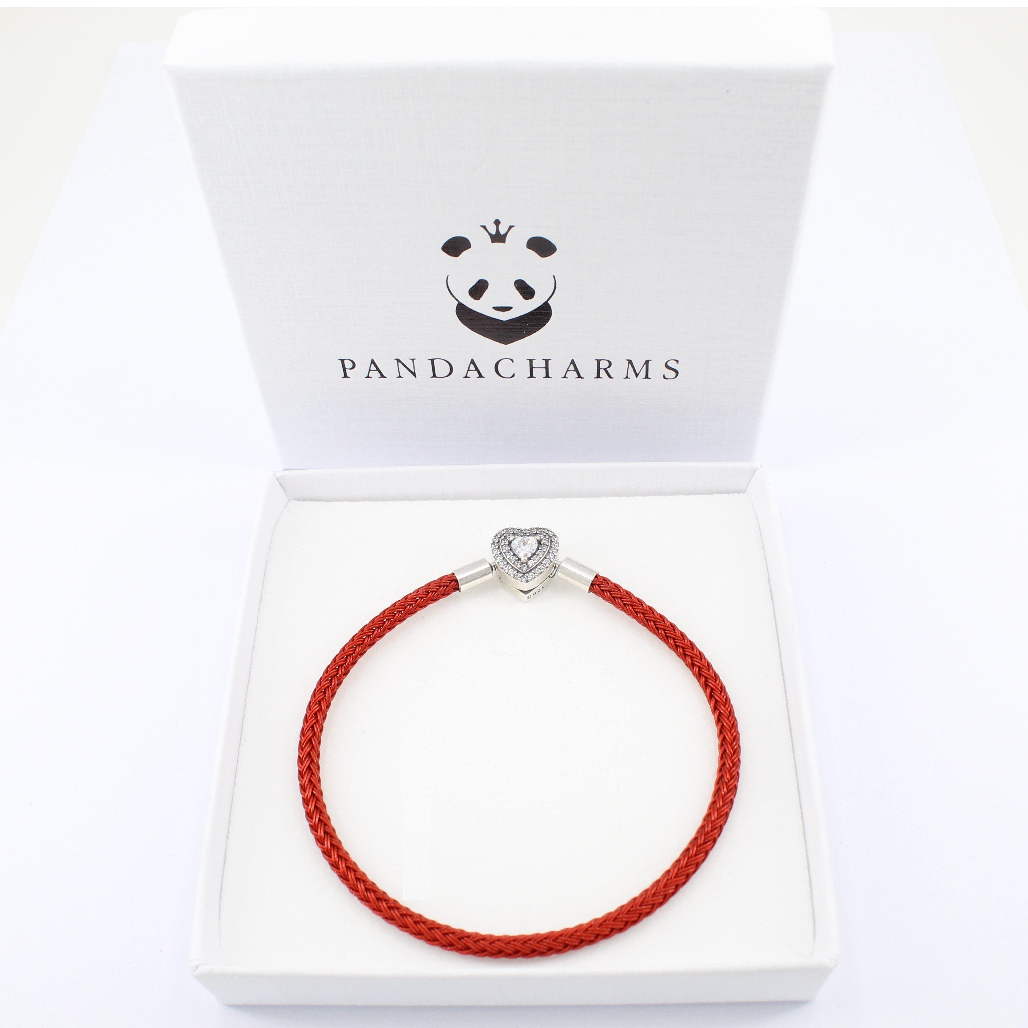 PANDACHARMS Charm-Armband Rotes Charm Armband Forever & Always Herz, 16-21cm, Verschluss Silber