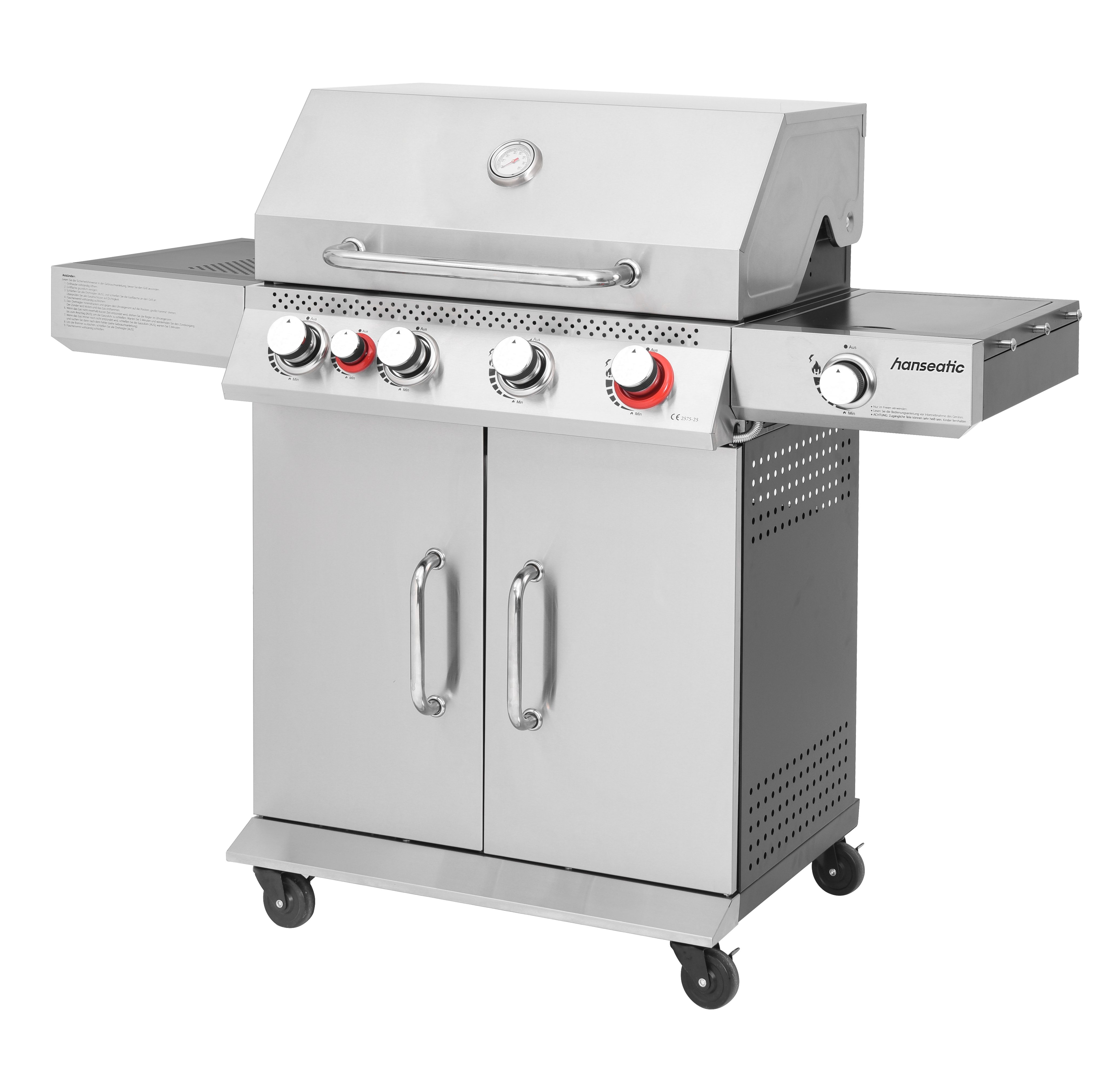 Hanseatic Gasgrill Memphis, 19 kW Gesamtleistung, Infrarot-Heckbrenner, Hochleistungs-Turbobrenner. Reduzierter Preis € 399,99. Unverbindliche Preisempfehlung € 529,00