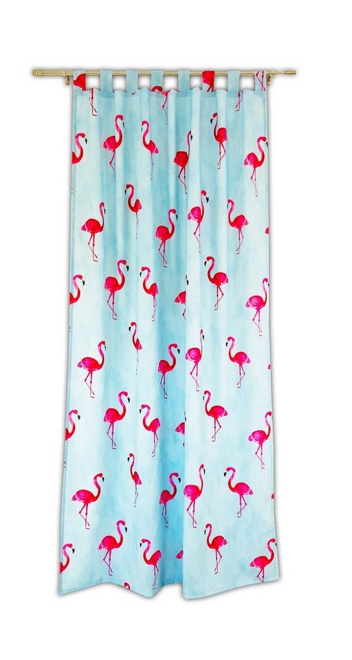 Vorhang Schlaufenschal Flamingo, pink, 135x245cm, mit 8 Schlaufen und  angenähtem Gardinenband, Clever-Kauf-24, Multifunktionsband (1 St),  blickdicht