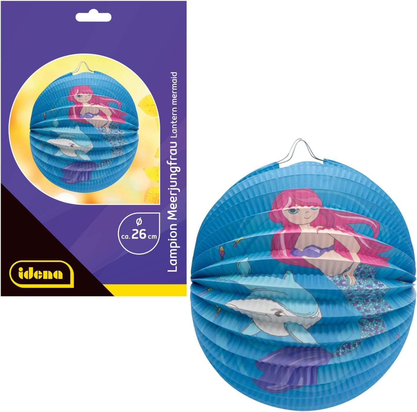 Idena Umzugslaterne Idena 30414 Lampion Meerjungfrau mit Delfin Ø26cm - Бумагаlaterne für