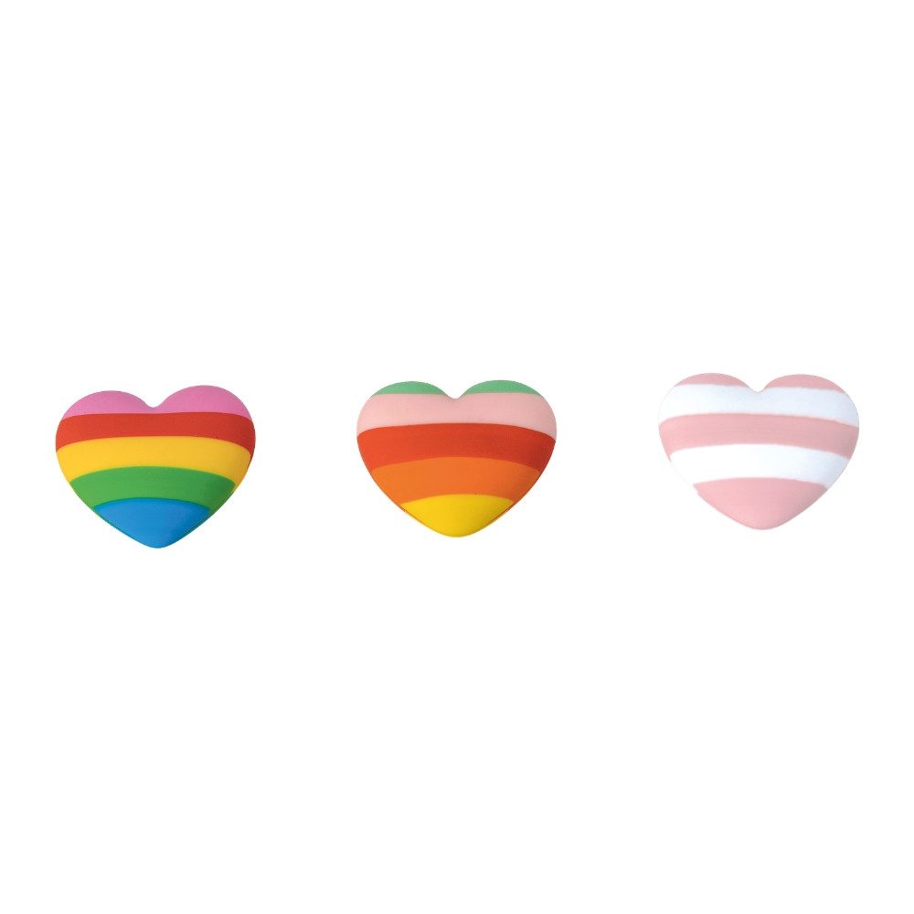 Moses. Verlag Radiergummi Regenbogen Herz Radierer Set – 3 bunte Radiergummis im Pride-Design