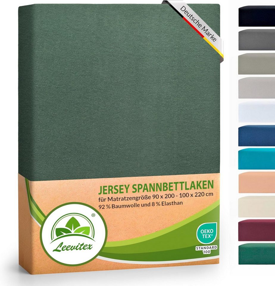 leevitex® Spannbettlaken Luxus, verschiedene Größen, Stoffgewicht 250 g/m², 40 cm Steghöhe, Jersey-Elasthan, Gummizug: rundum, (1 Stück), verschiedene Farben, OEKO-TEX® STANDARD 100 zertifiziert