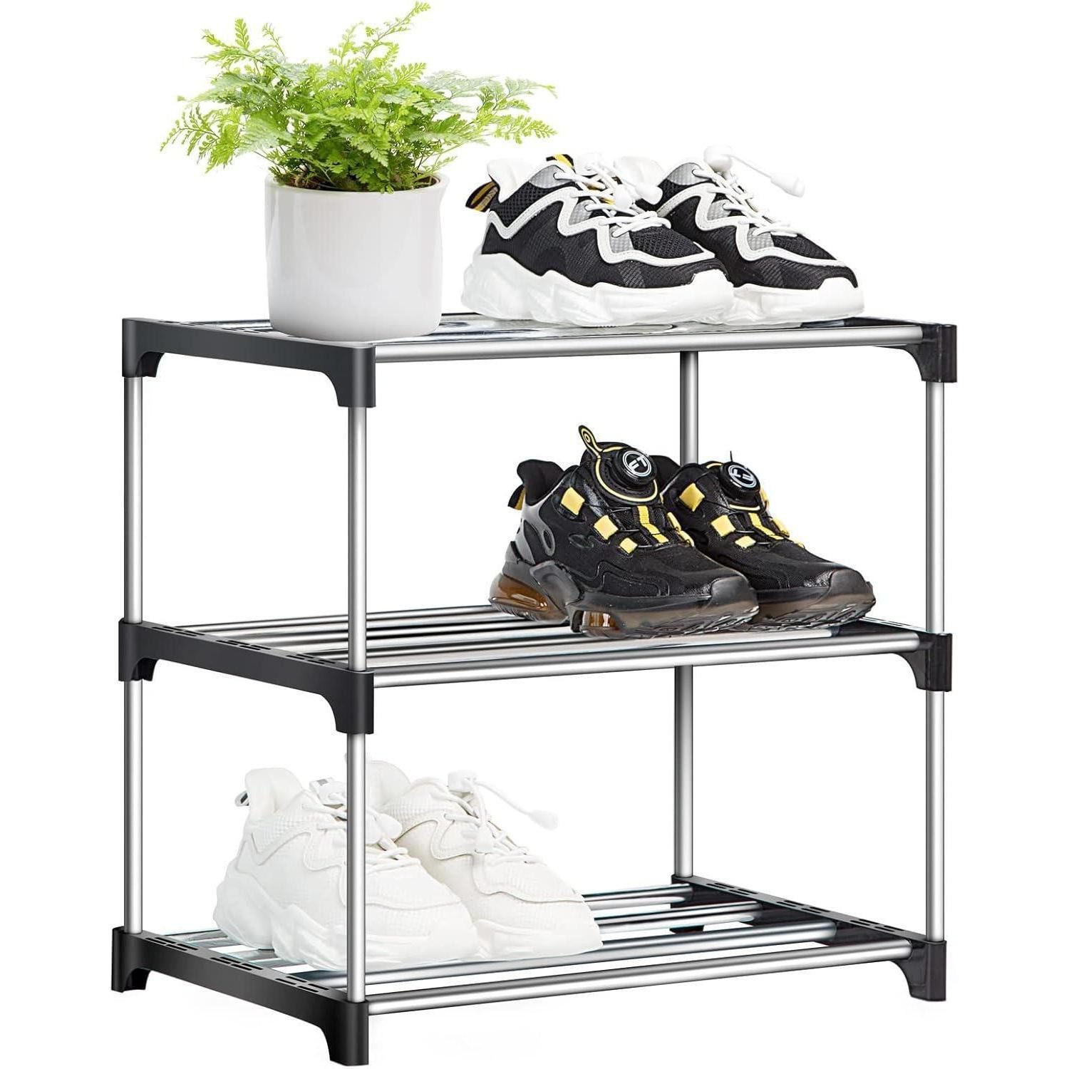 Schuhformer Kleines Schuhregal 3 Ebenen Stapelbares Metall Schuhschrank