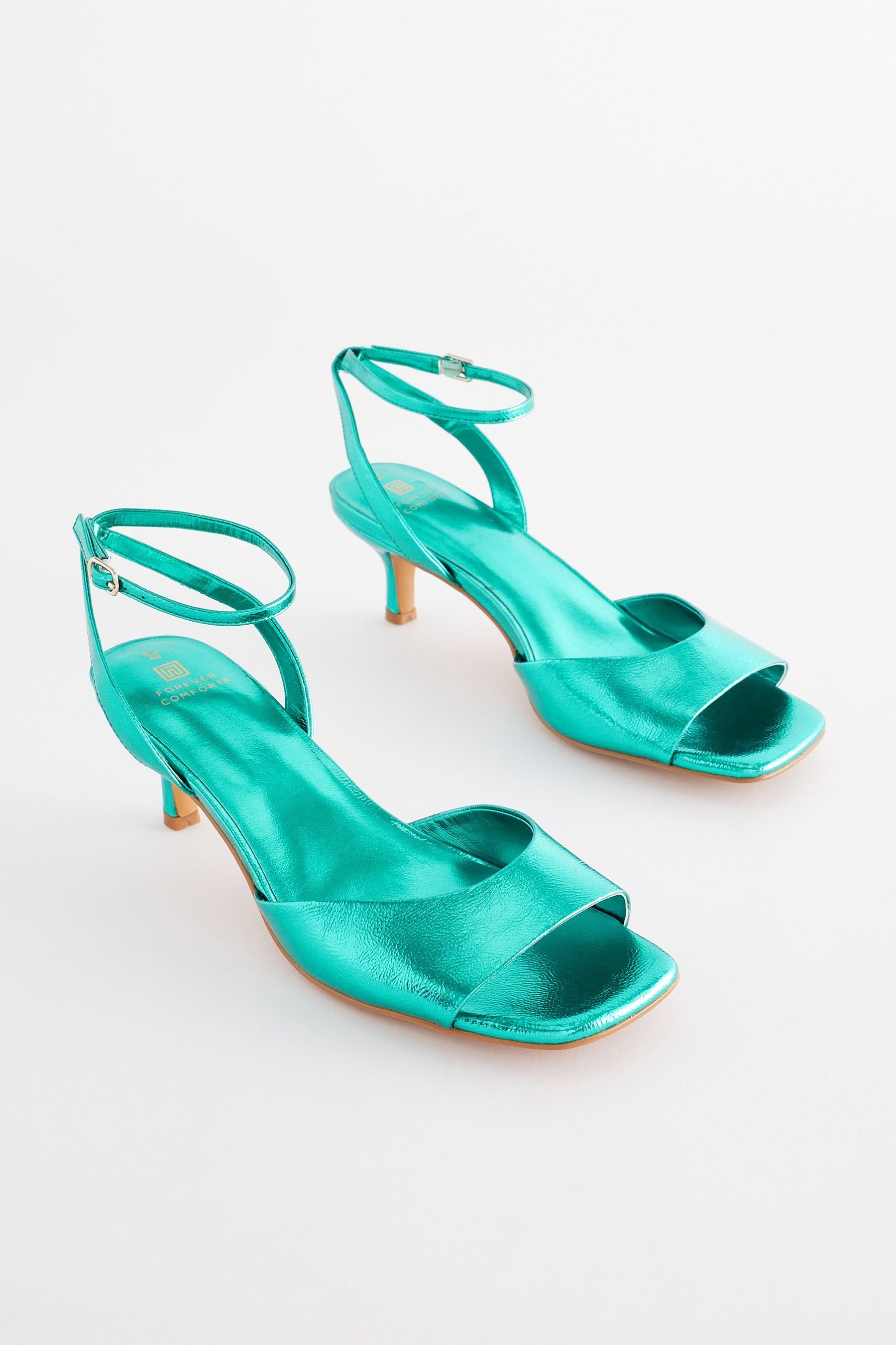 Next Forever Comfort® (1-tlg) Emerald Heel Kitten Sandalette Green Metallic-Sandaletten