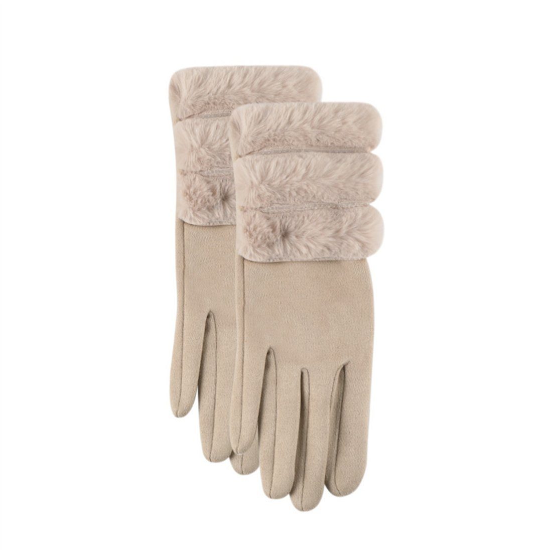 DÖRÖY Fleecehandschuhe Plüsch Handschuhe Beige Verdickter Reiten Damenmode Handschuhe, Warme