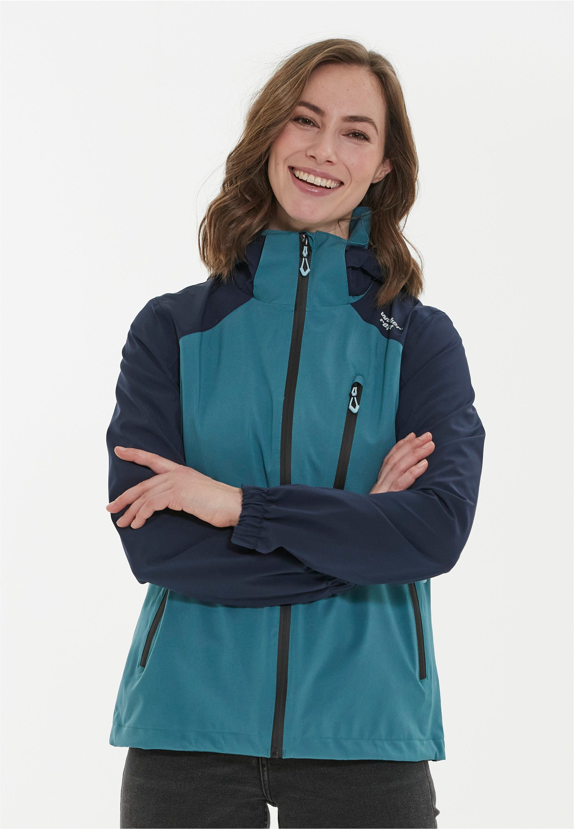 oberste Seite WEATHER REPORT Outdoorjacke CAMELIA W-PRO15000 blau mit Beschichtung wasserdichter