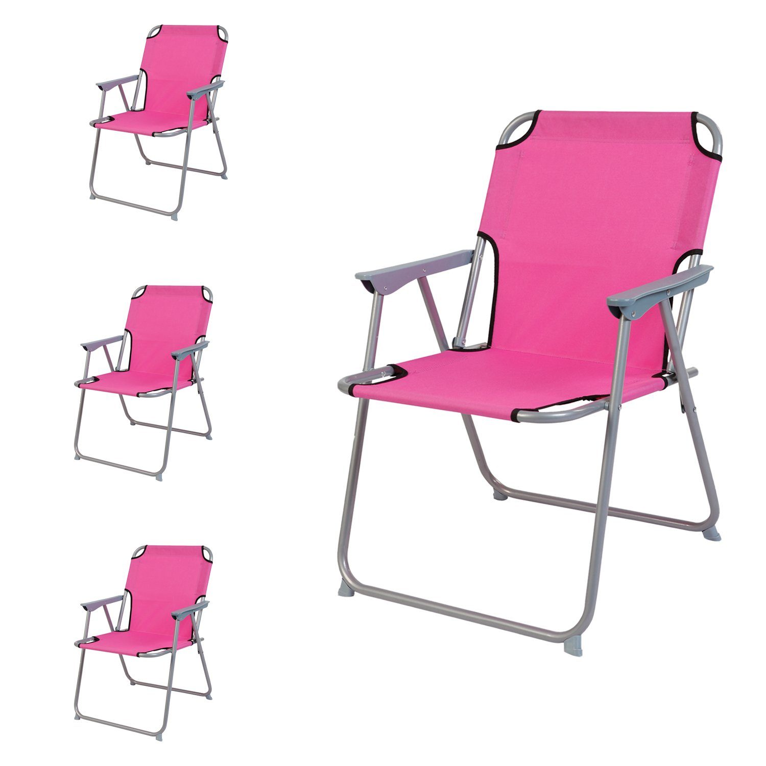 Klappstuhl 4 Stück Campingstuhl Stoff Oxfort Metall Pink