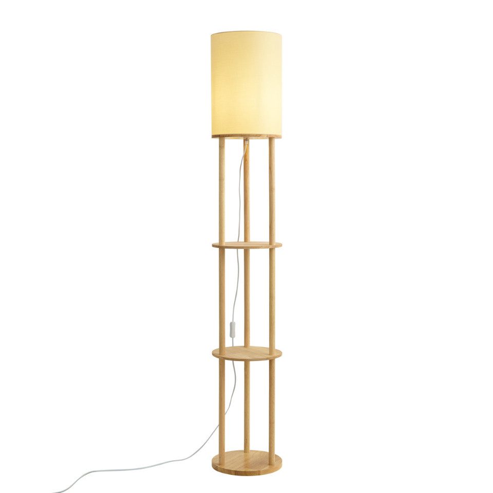 Qazqa Stehlampe Stojon, ohne Leuchtmittel, Warmweiß, QAZQA Stehlampe, e27, Braun, Holz, Modern