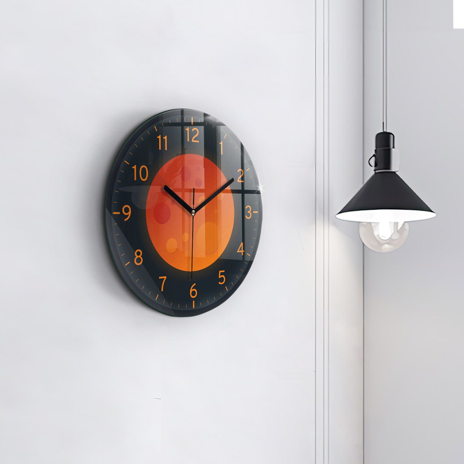Tulup Wanduhr Glas Wanduhr Mit Motiv Vollmond Wanduhr Aus Glas Glas Wanduhr