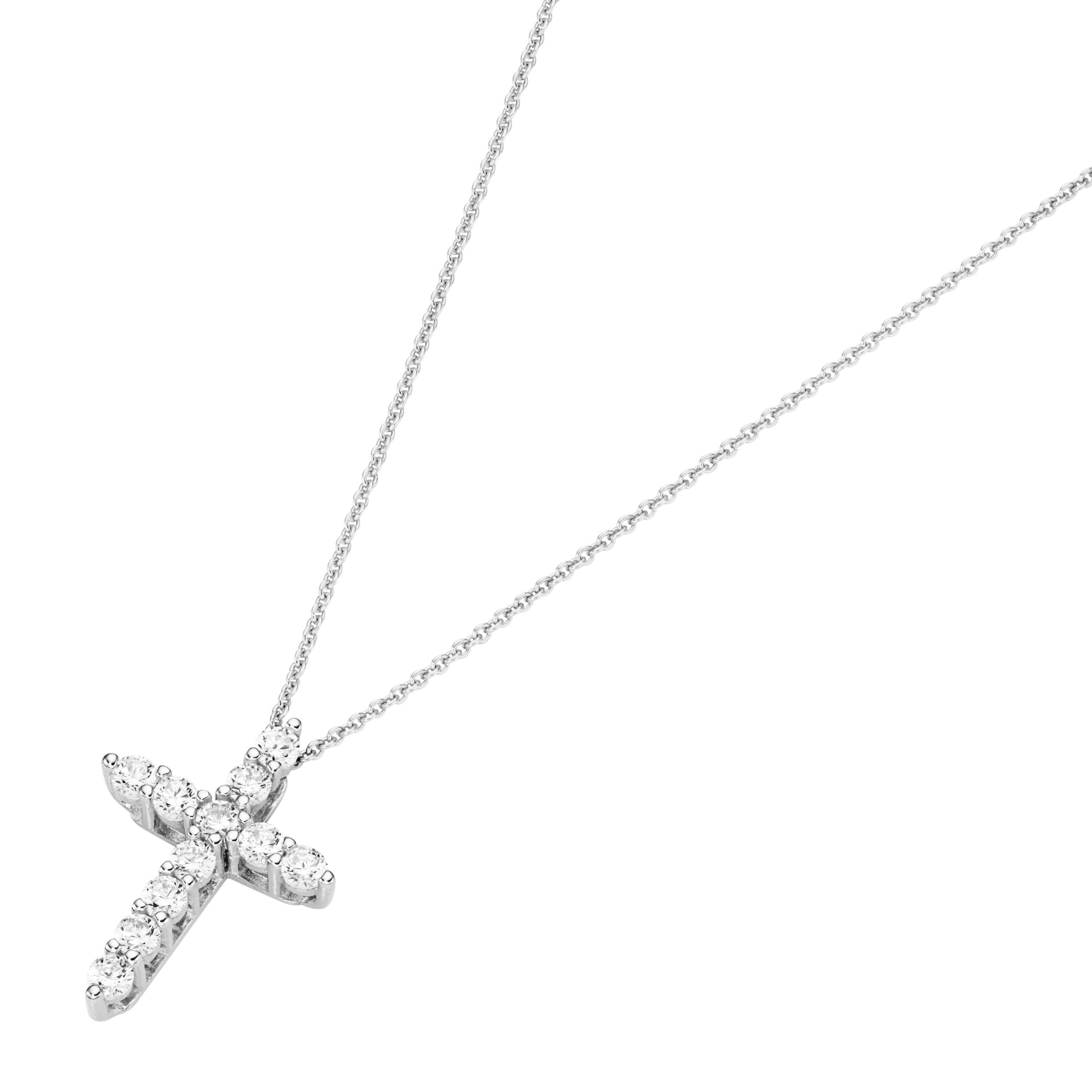 GIORGIO MARTELLO MILANO Kette mit Anhänger Kreuz mit Zirkonia, Silber 925