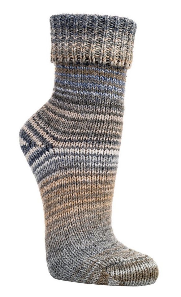 TippTexx 24 Socken 2 Paar kuschelige Wollsocken Skandinavien Style Norweger mit Umschlag (Set, 2 Paar) hochwertiges Farbwechselgarn