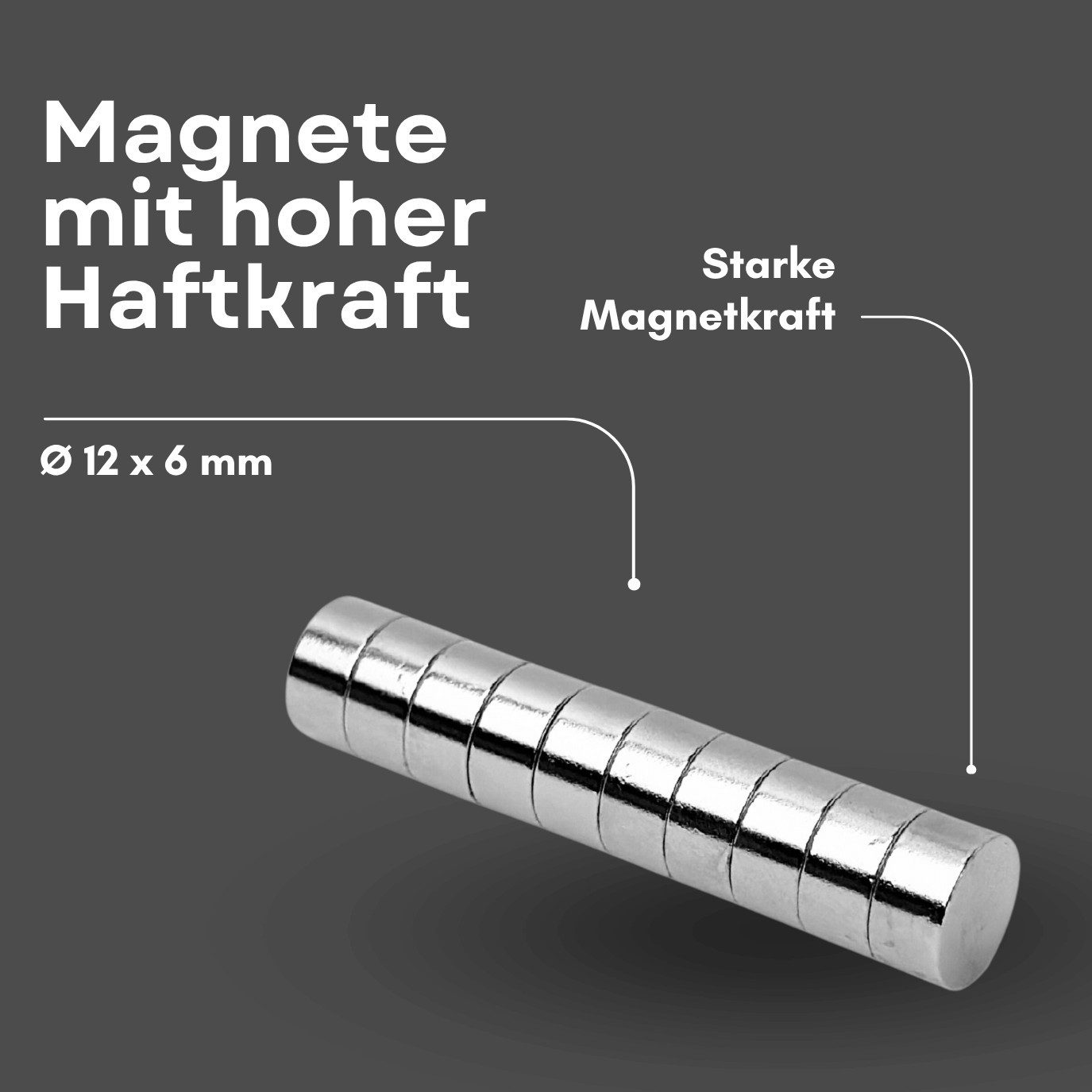 MaajeeKuto Magnet Neodym Magnet Ø12x6 mm N38 – Scheibenmagnet 2 kg Haftkraft (1-St)