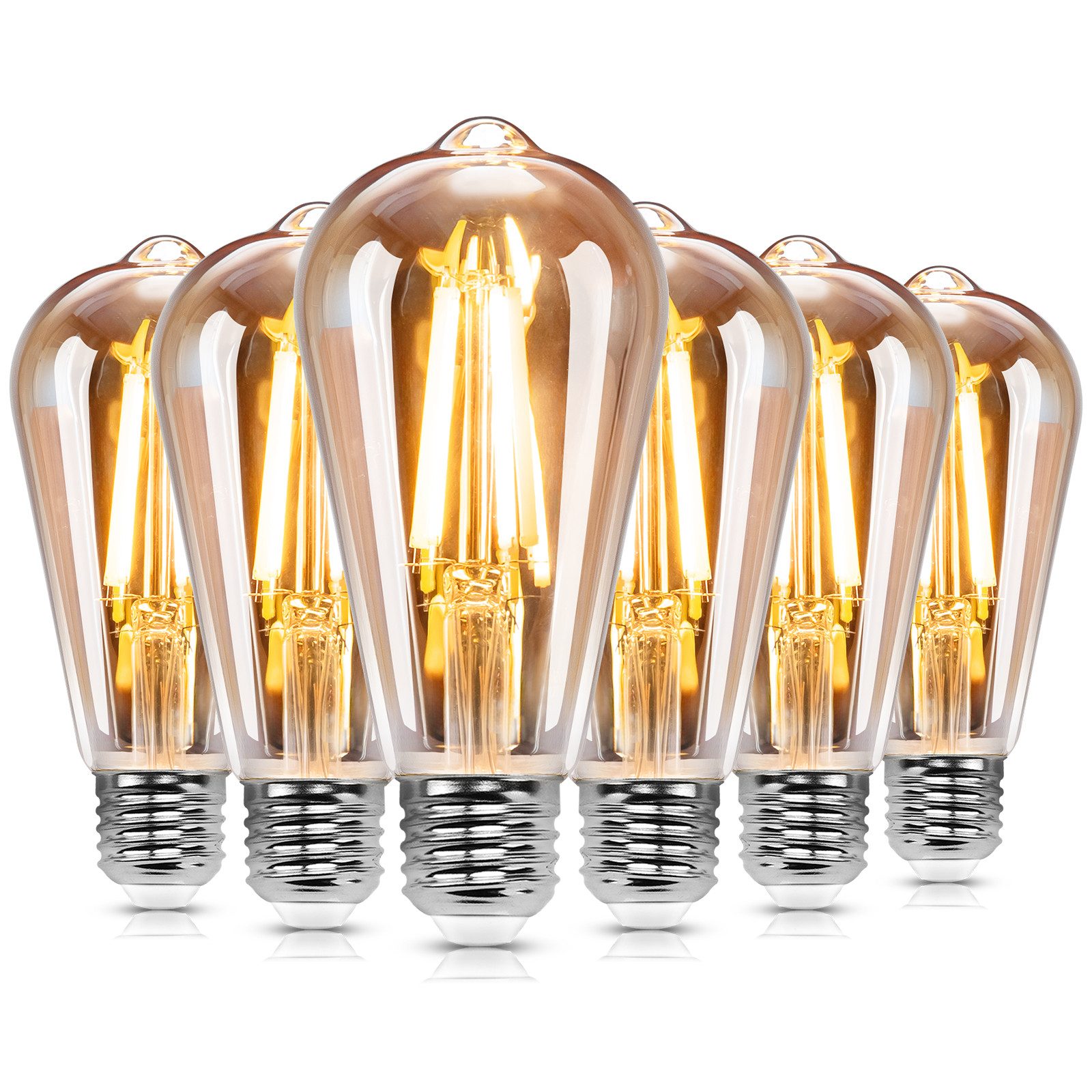 Great Jacob LED-Filament ST64 Edison Vintage Lampen E27 8W=109W, warmes licht 2200K, 1680LM