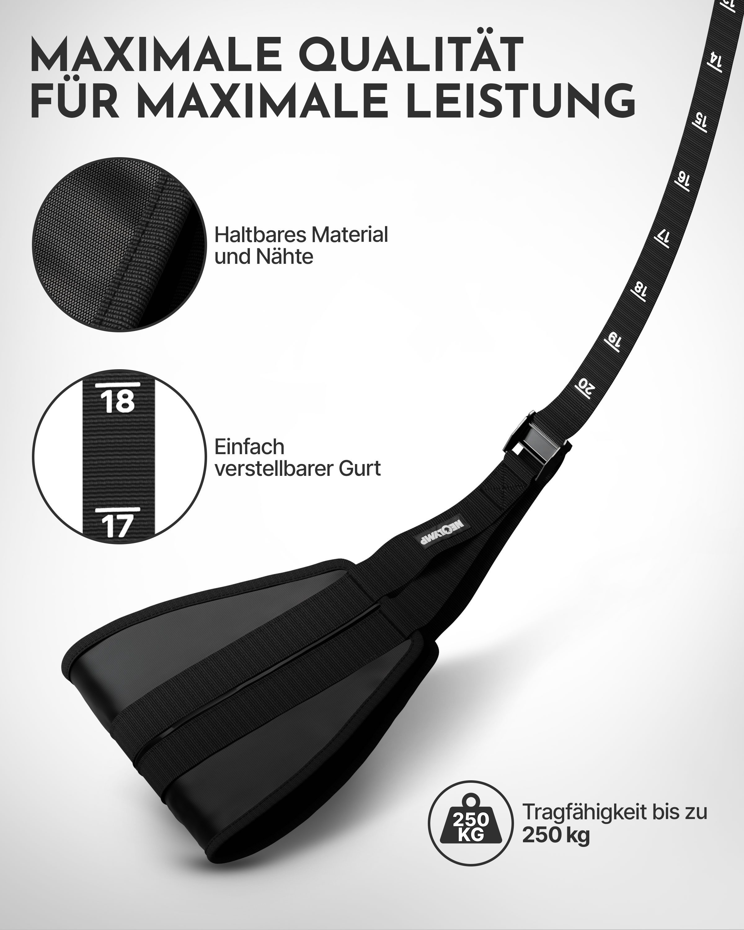 NEOLYMP Bauchtrainer Bauchmuskelschlaufen - Armschlaufen mit Edelstahl-Haken, gepolstert (2x Armschlaufen, Edelstahl-Haken, verstellbar & Nylon-Tragetasche), Bauch Trainingsgerät bis 250 kg belastbar und höhenverstellbar
