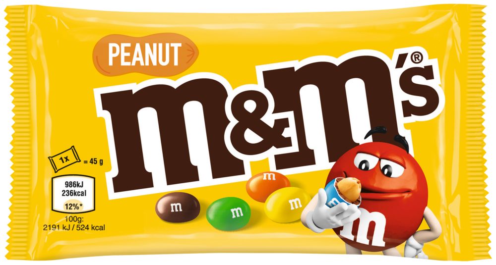 Mars Süßigkeit M&M'S Peanut 24x45g Schokolinsen, Schokolinsen, Schokolade, M&M, Peanut, Nuss, Erdnuss – Bild 2 von 2