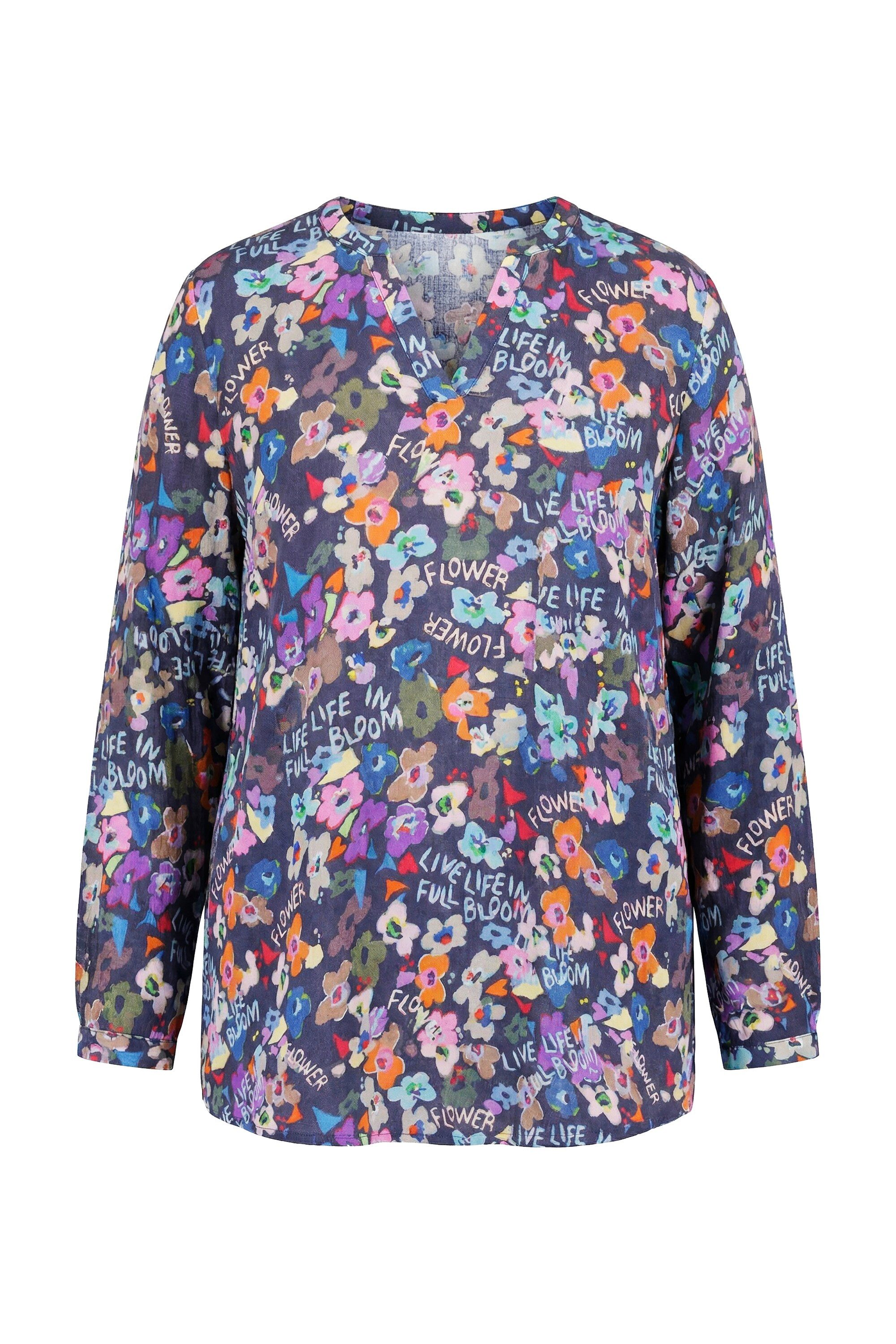 Angel of Style Longbluse Bluse A-Linie Struktur Blümchen-Muster Langarm günstig online kaufen