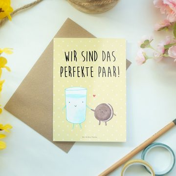 Mr. & Mrs. Panda Grußkarte Milch Keks - Gelb Pastell - Geschenk, Gute Laune, Einladungskarte, Gr, Hochwertiger Karton