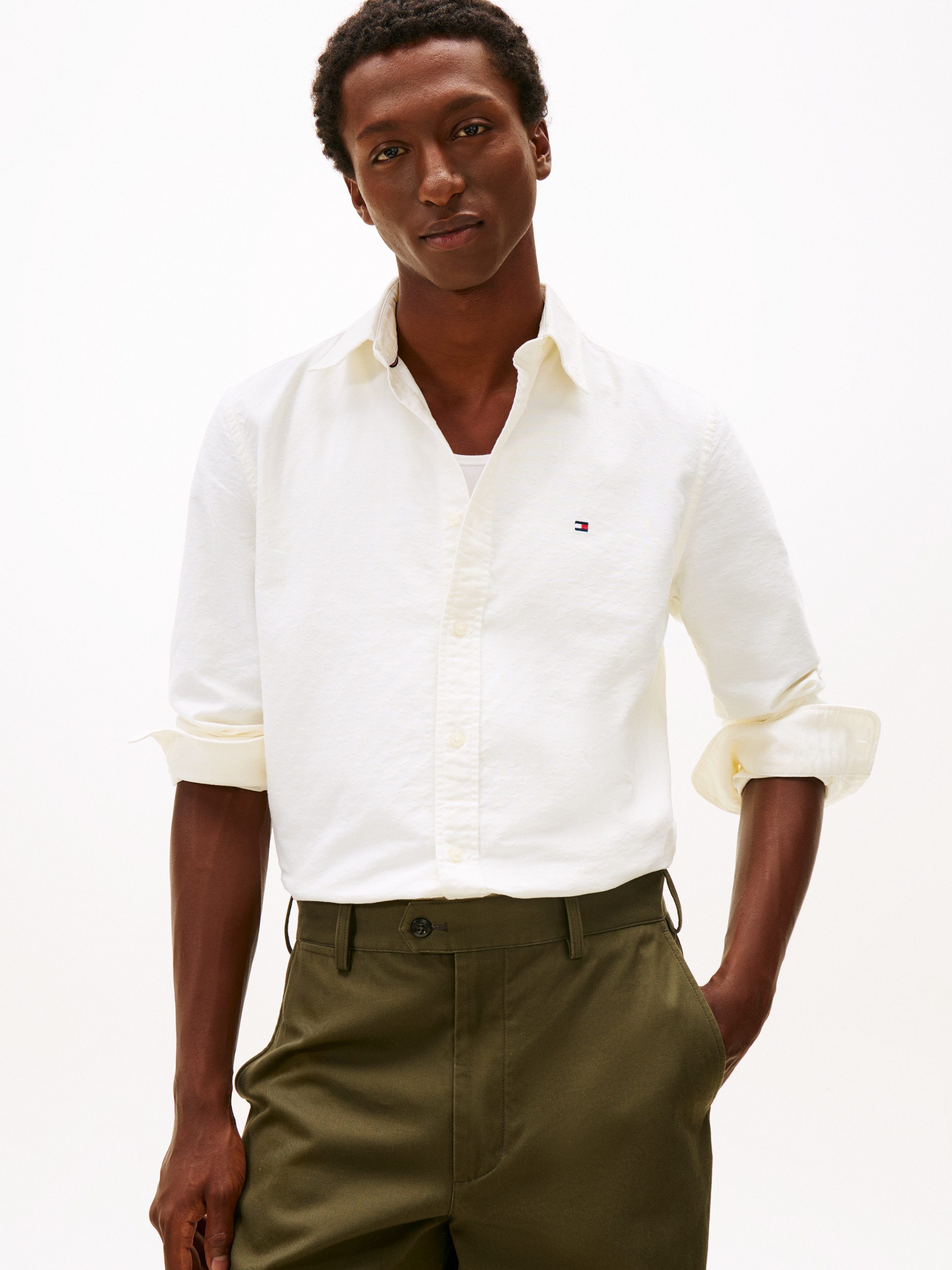 Tommy Hilfiger Langarmhemd OXFORD DOBBY Button-down-Kragen, regular fit, Businesshemd