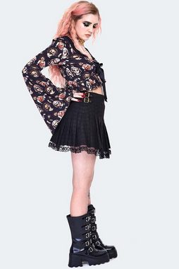 Jawbreaker Plisseerock Houndstooth Printed School Skirt Gothic Lace Spitze Gothic Denim Lace Spitze