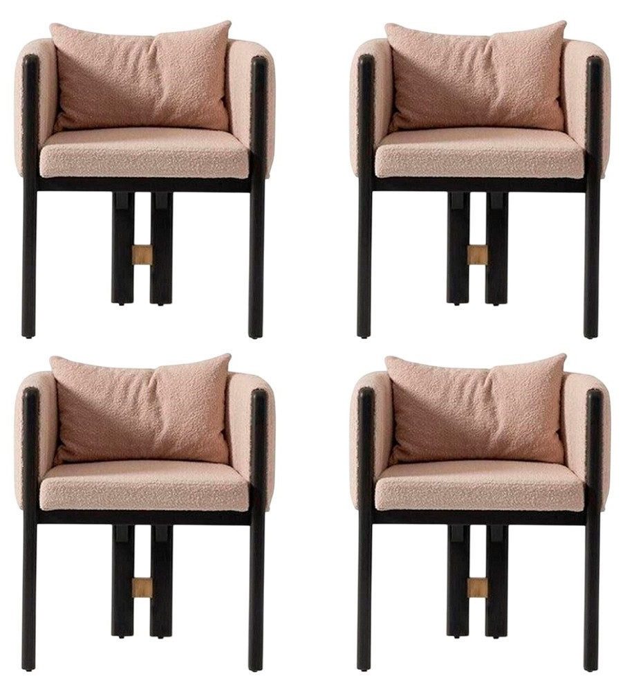 Xlmoebel Armlehnstuhl Set von vier beigefarbenen Esszimmerstühlen mit Lehne, Hergestellt in Europa