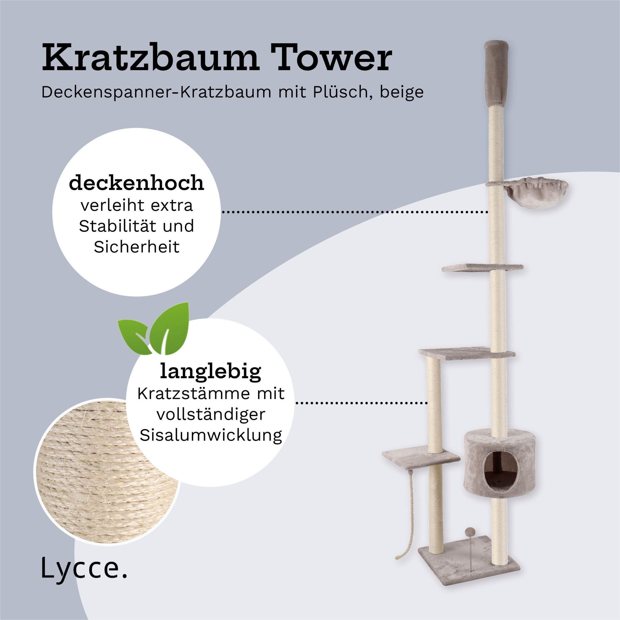Lycce Kratzbaum Lycce Katzenbaum TOWER Kratzbaum deckenhoch Sisal Plüsch günstig online kaufen