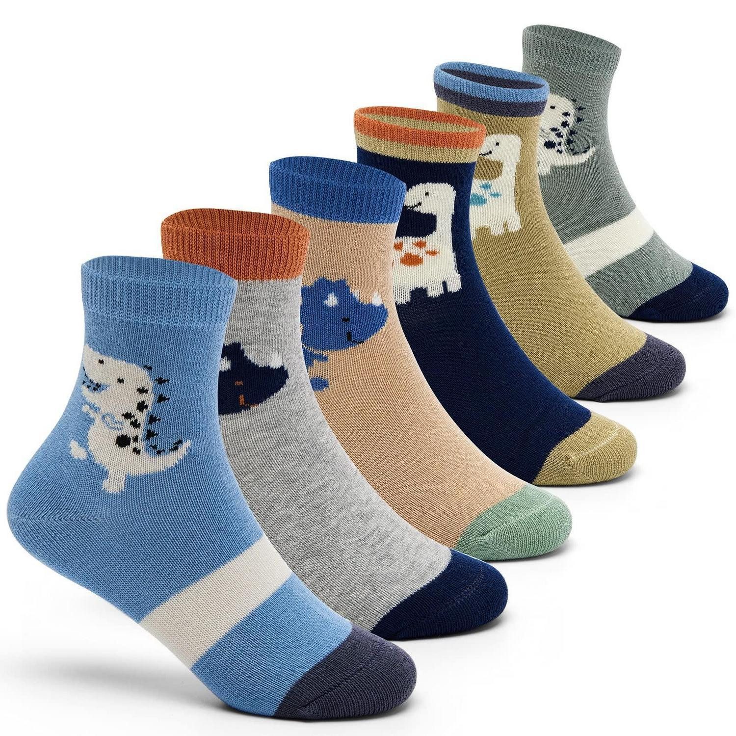 LuxusKollektion Kuschelsocken Socken Kinder Baumwolle 6 Paar Dinosaurier