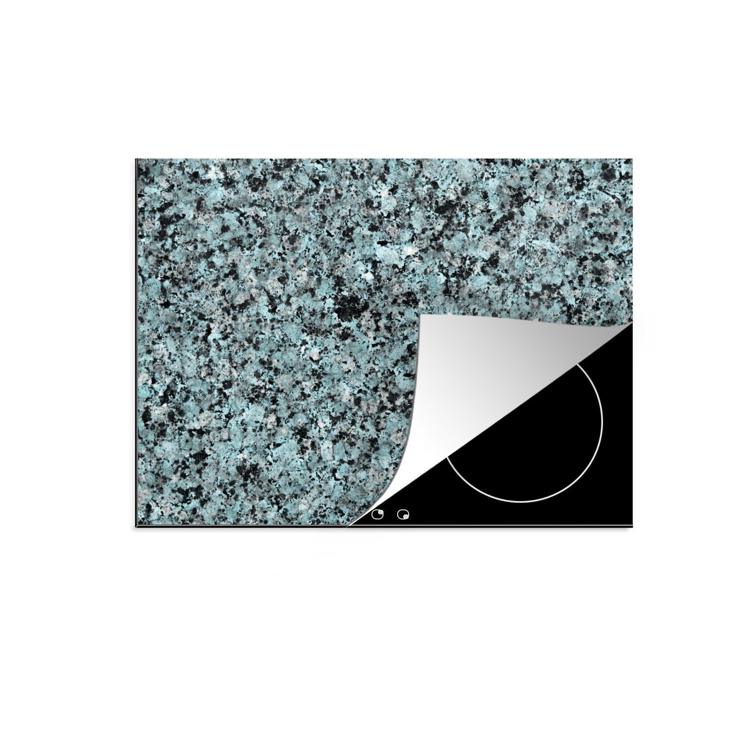 MuchoWow Herdblende-/Abdeckplatte Granit - Stein - Blau - Schwarz, Vinyl, (1 tlg), 70x52 cm, Mobile Arbeitsfläche nutzbar, Ceranfeldabdeckung