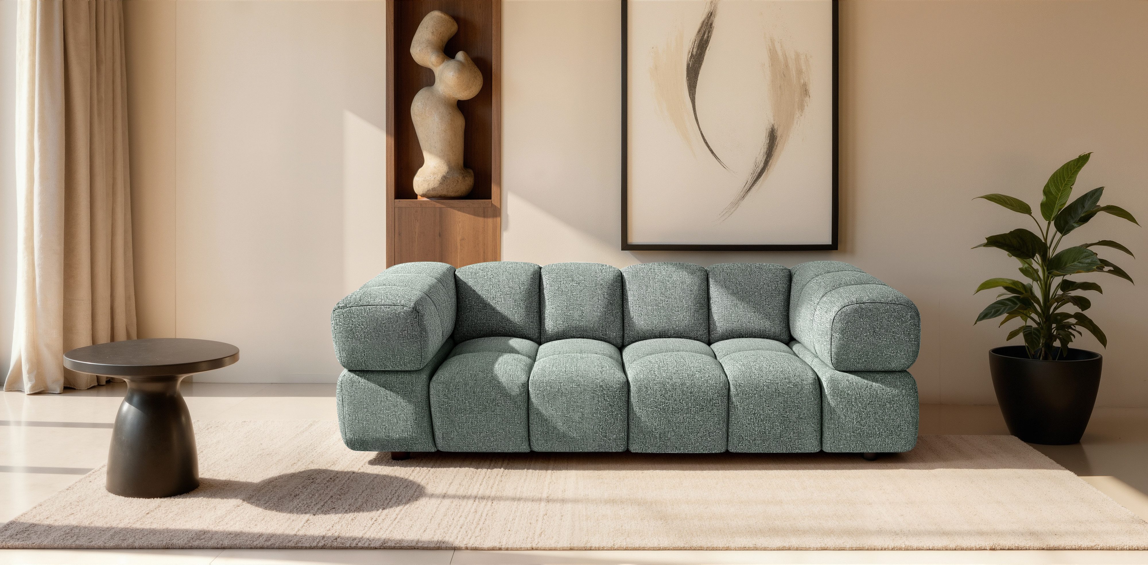Kaiser Möbel Sofa 3-Sitzer für Wohnzimmer, Stoff Puente, Averro, 3-Sitzer Sofa, exklusive 3D-Gewebestruktur,luxuriöse Optik für Design-Wohnräume